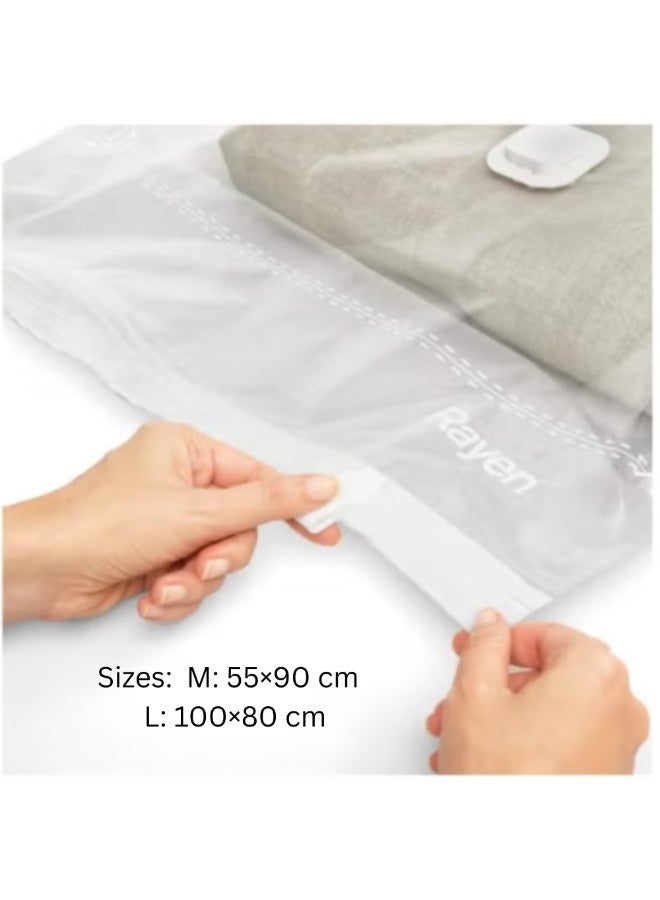 ريان Rayen Vacuum Storage Bags – 6 أكياس (M & L) | توفر مساحة حتى 75٪ | لتخزين الملابس والبطانيات | براند إسباني منذ 1954 - Image 3